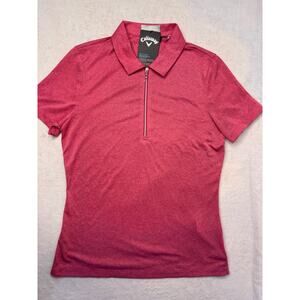 Callaway Women’s XS 1/4 Zip Opti-Dry Heather Pink Peacock SS Golf Polo NWTs